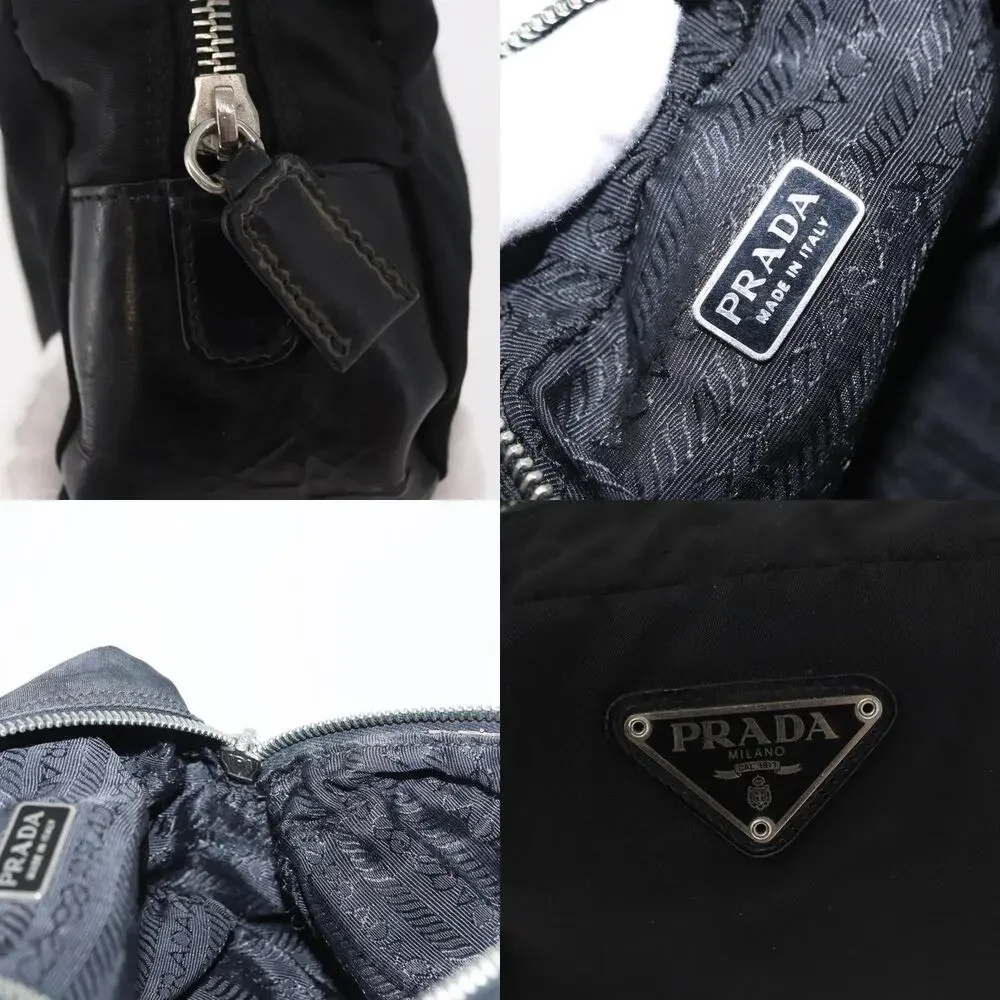 Prada Nylon Leather Pouch Black